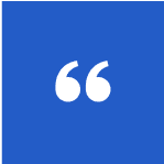 White quotation marks on blue background.